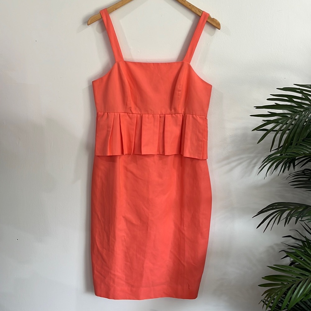 NWT J. Crew Peplum Dress G6722 Size 6 Regular in Tropical Guava Orange